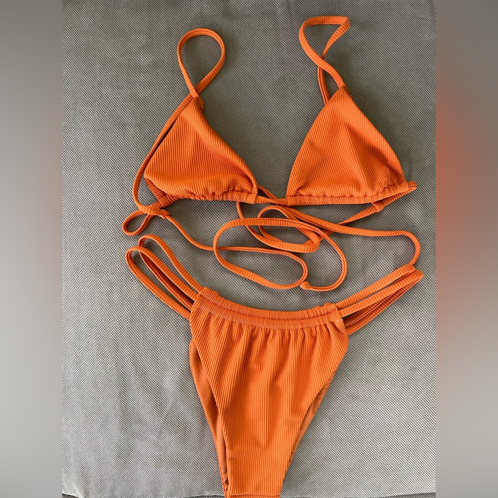 Tai Swim Sustainable Orange Rib Bikini